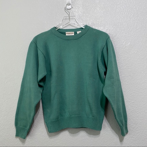 Essential Elements aqua blue all cotton sweater - Picture 3 of 4